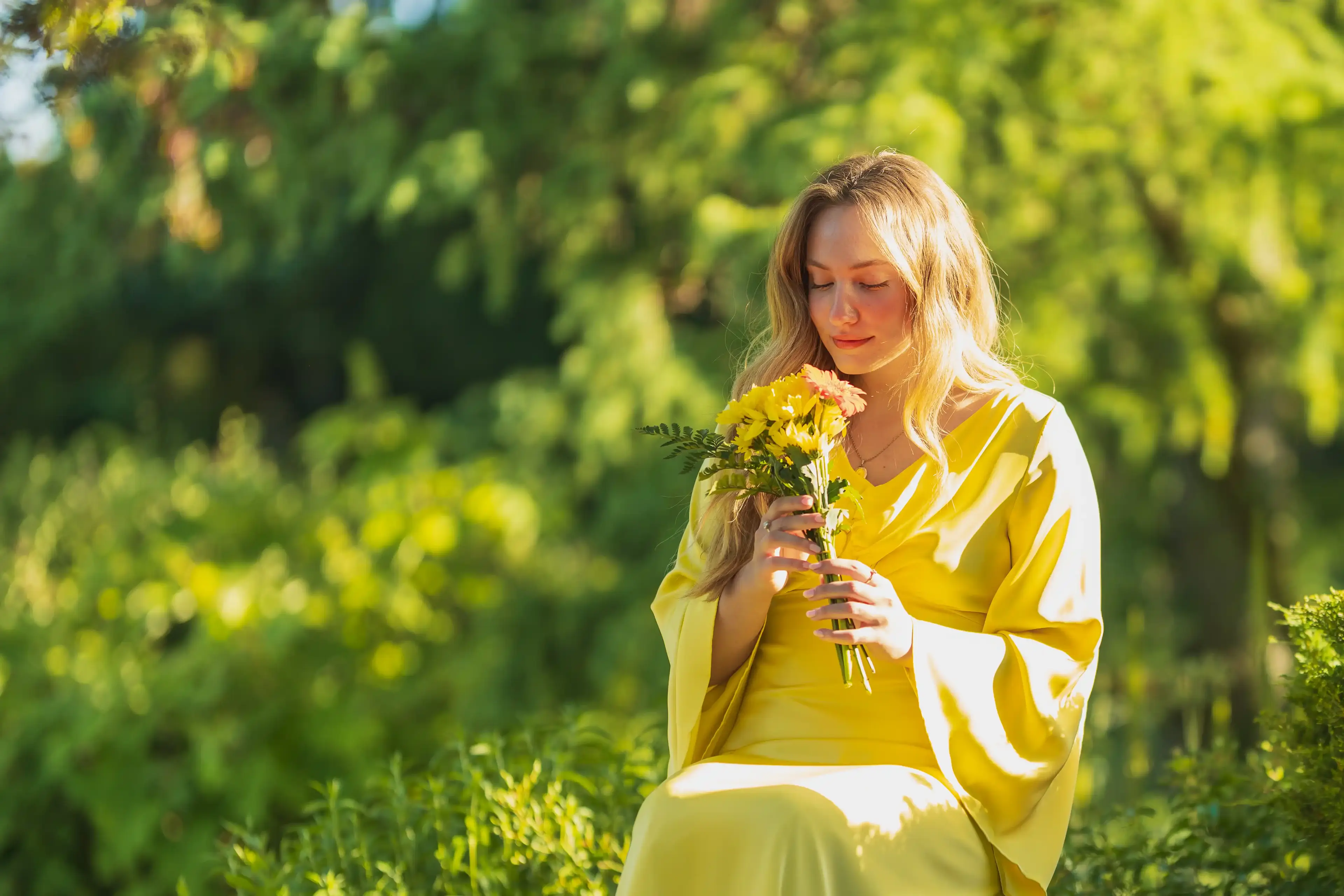 Woman holding flowers